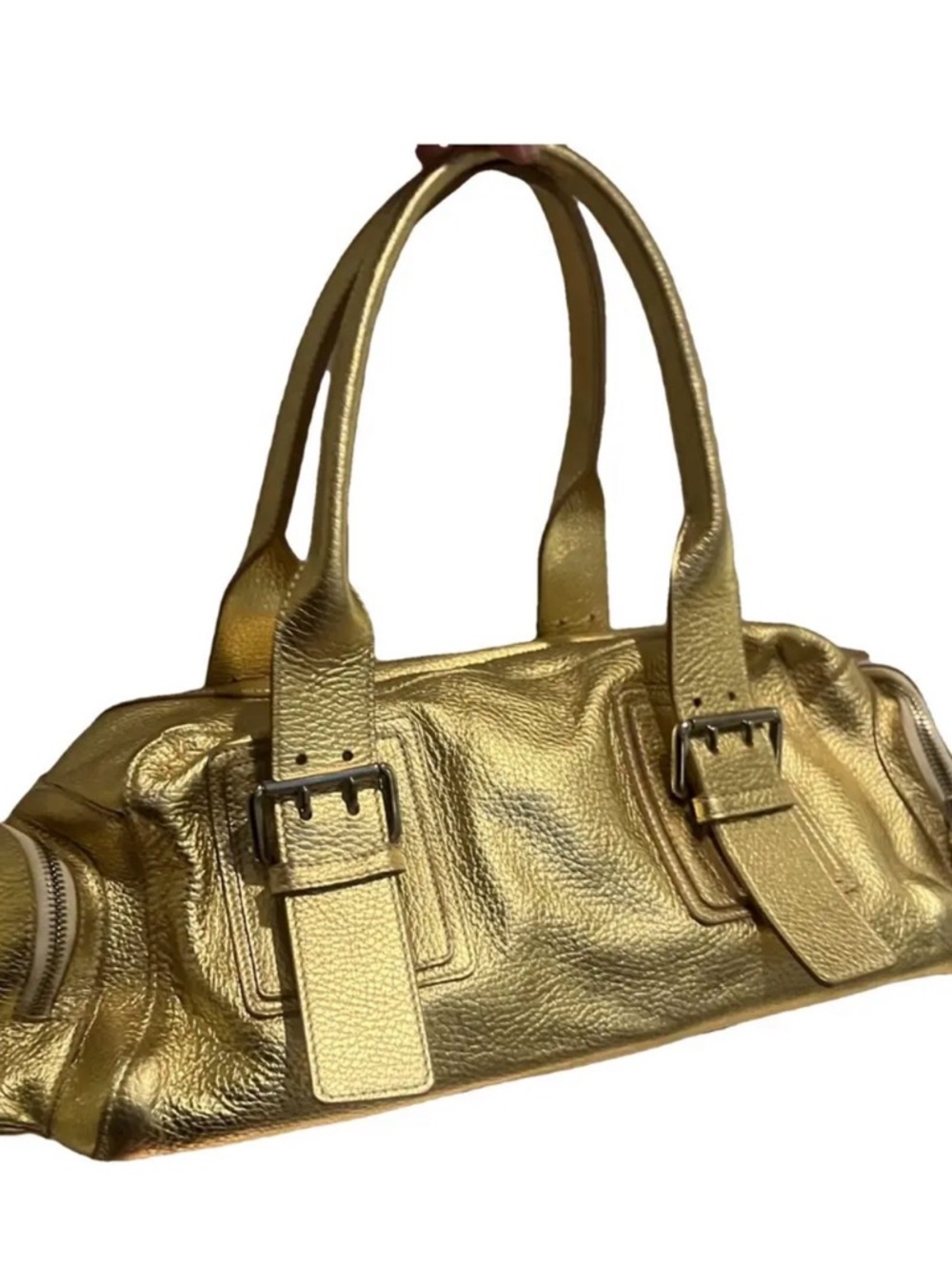 TRADED gold leather bag